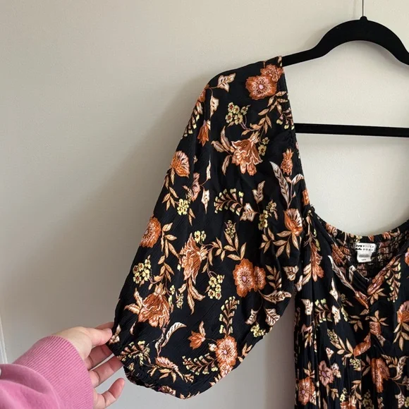 Billabong Black Floral Long Sleeve Dress - Picture 4 of 8